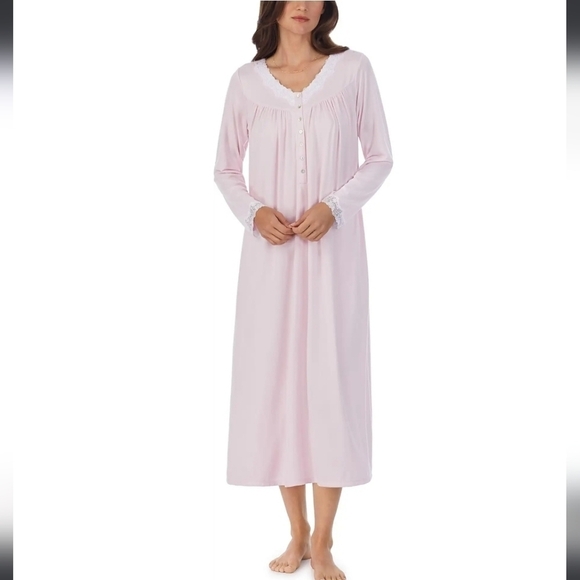 Eileen West Blue Sweater Knit Mid-Length Long Sleeve Ballet Nightgown - Size L - Picture 2 of 13